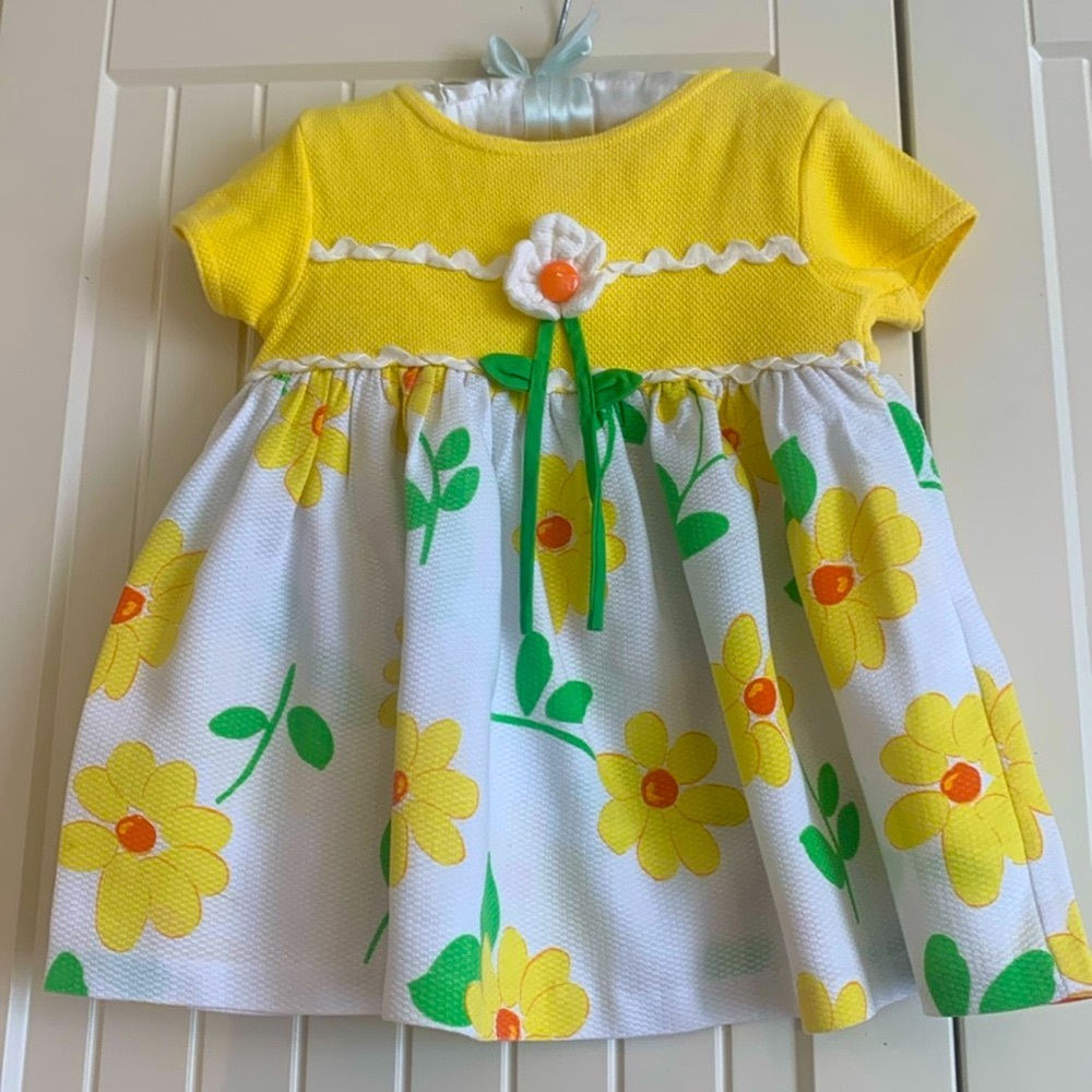 Vintage Baby Dress Yellow Floral Baby Togs